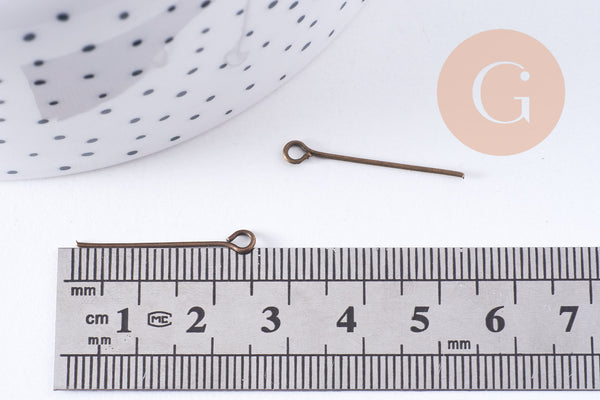 Clou tige tête boucle fer bronze 24mm, x10Gr (G10660)