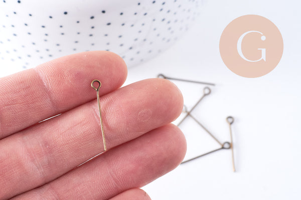 Clou tige tête boucle fer bronze 24mm, x10Gr (G10660)