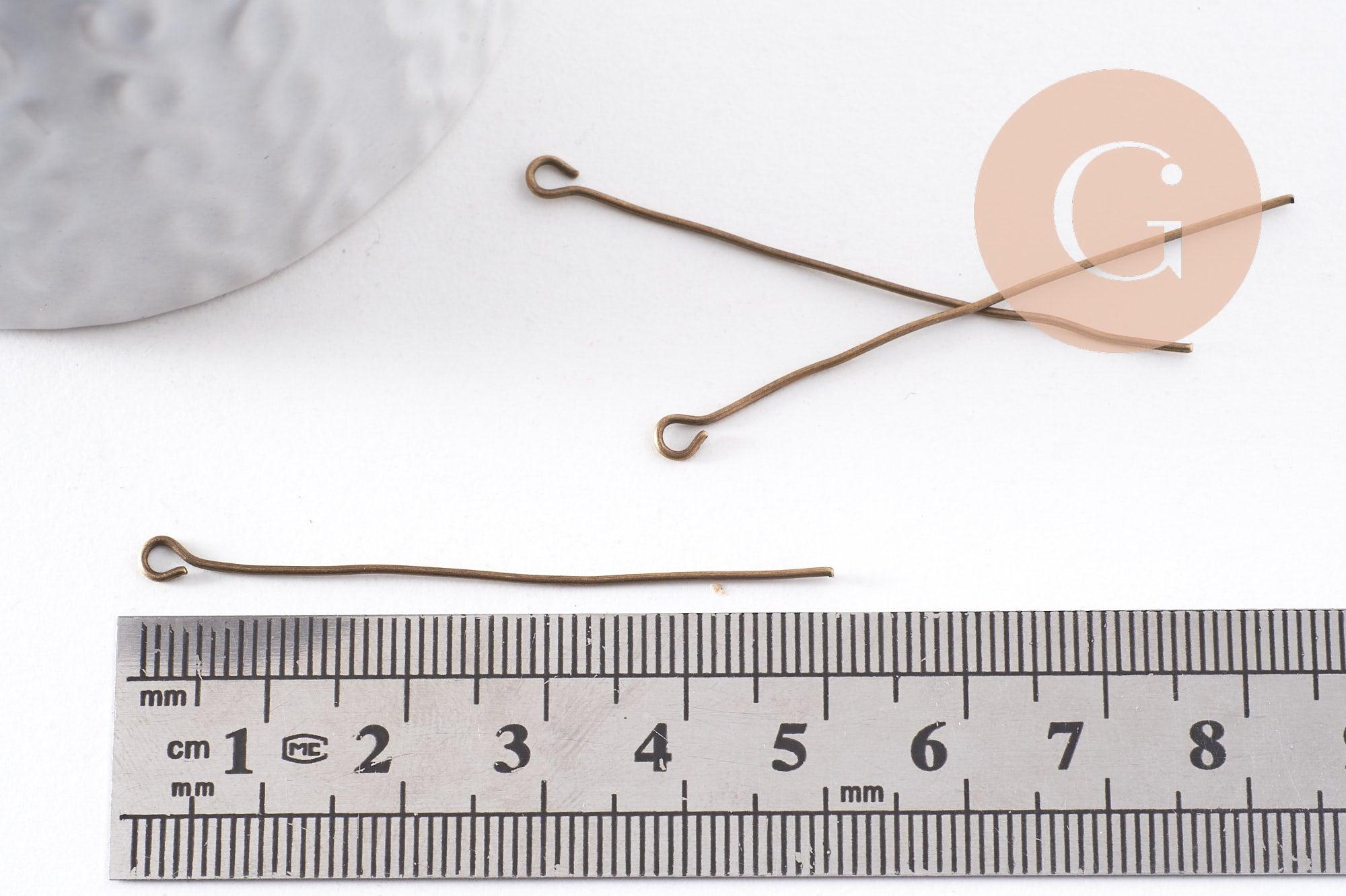 Clou tige tête boucle fer bronze 50mm, x10Gr (G10138)