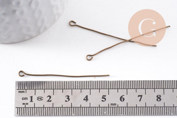 Clou tige tête boucle fer bronze 50mm, x10Gr (G10138)