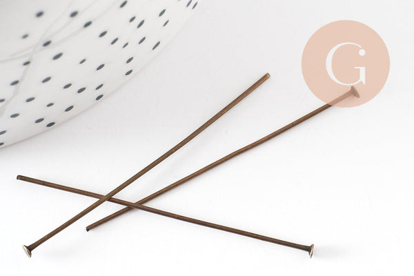 Clou tige tête plate fer bronze 50mm, x50 (10Gr) (G9328)