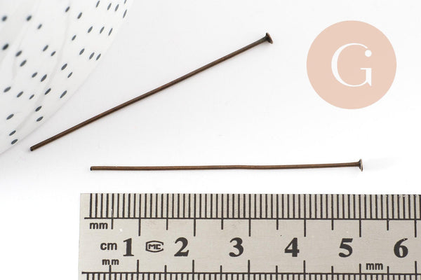 Clou tige tête plate fer bronze 50mm, x50 (10Gr) (G9328)