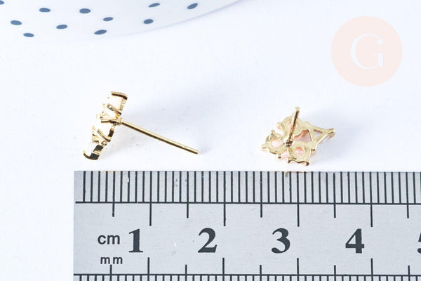 Clous d'oreille cornet de glace laiton zircon perles avec poussoirs d'oreilles, idées cadeaux femmes fille, la paire (G7921)