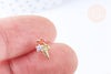Clous d'oreille cornet de glace laiton zircon tricolore avec poussoirs d'oreilles, idées cadeaux femmes fille, la paire (G7934)