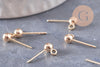 Clous-puces boule boucles oreille laiton doré 18K, x10 (G2914)