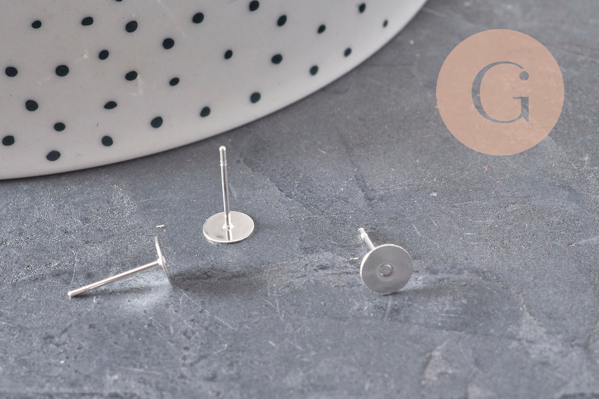 304 Stainless steel silver-plated 6mm stud earrings, x10 VALID