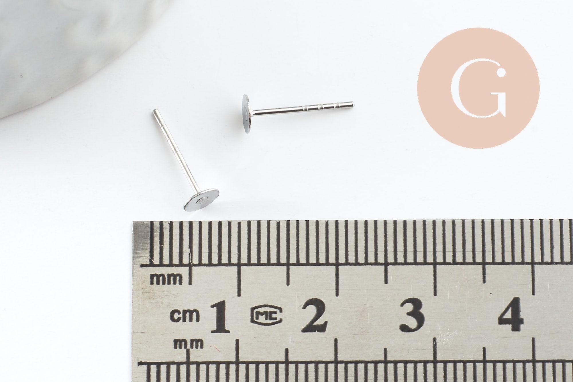 Clous-puces oreille acier inoxydable 304 platine 4mm, x50 (3.3Gr) (G9589)