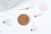 Clous puces oreille boule acier 304 inoxydable doré 24K 17mm, x10 (G8433)