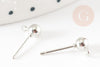Clous-puces oreille boule acier 304 platine et anneau 5mm, x10 (G9269)