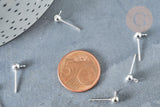 Clous puces oreille boule acier 304 inoxydable platine anneau, x10 (G8226)