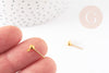 Clous-puces oreille boule fer doré et anneau 5mm, x10 (G8957)