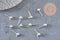 Clous-puces oreille boule laiton argenté 5mm avec anneau, x10 (G1248)