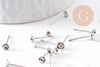 Clous-puces oreille platine avec plateau 4mm, x10 (G2869)