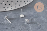 Round 304 Stainless Steel Ear Studs, Silver Plated 925 Textured 12mm, Pair (G11189)