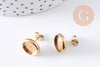 Clous-puces oreille support cabochon 10mm acier 304 inoxydable dore IP, x10 (G10609)