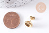 Clous-puces oreille support cabochon 8mm acier 304 inoxydable dore IP, x10 (G10608)