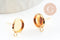 Clous-puces oreille support cabochon rond 8mm acier 304 inoxydable dore avec anneau, x2 (G9588)
