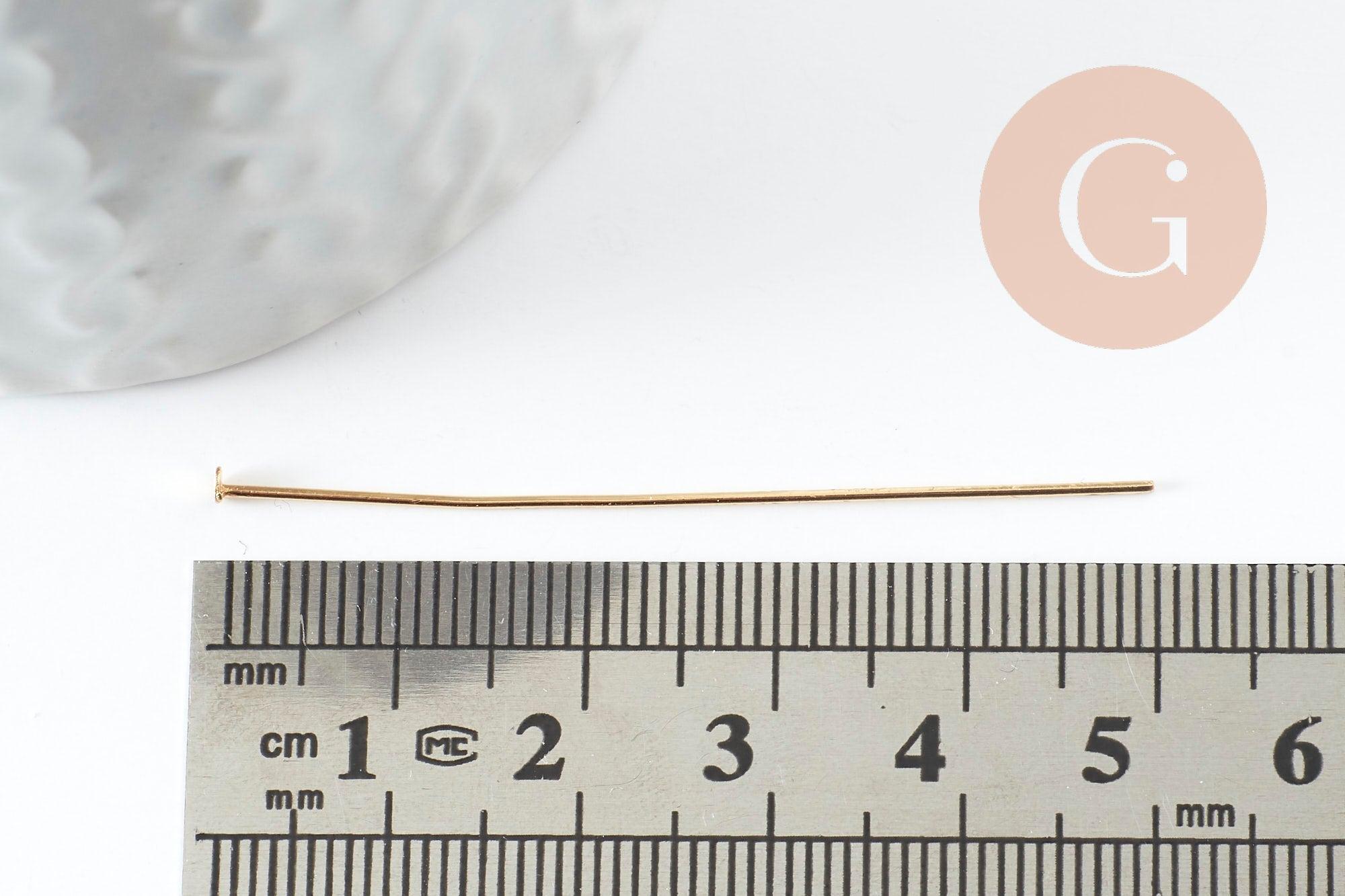Clous tige tête boule acier doré 304 inoxydable 50mm, x10 (G9463)