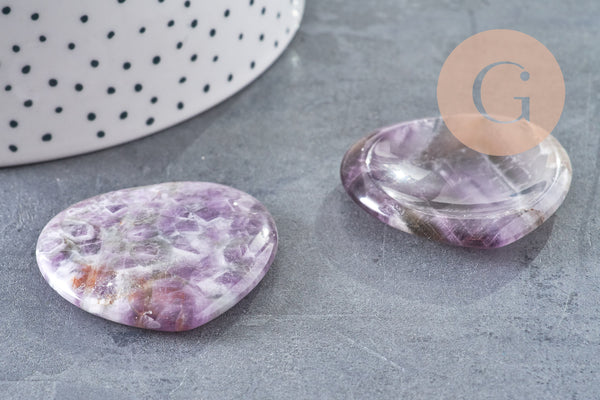 Coeur améthyste Worry stone, améthyste naturelle roulée, pierre semi-precieuse, séance lithothérapie, 39mm, x1 G5613
