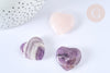 Coeur décoratif améthyste/ quartz rose naturelle lithothérapie pierre 29mm, séance lithothérapie, x1 (G7174)