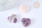 Coeur décoratif améthyste/ quartz rose naturelle lithothérapie pierre 29mm, séance lithothérapie, x1 (G7174)
