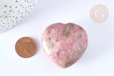 Coeur décoratif en rhodonite naturelle pierre lithothérapie 44,5-45mm, x1 (G7176)
