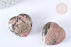 Cœur décoratif en rhodonite ou lithothérapie 31 mm, x1 (G7168)