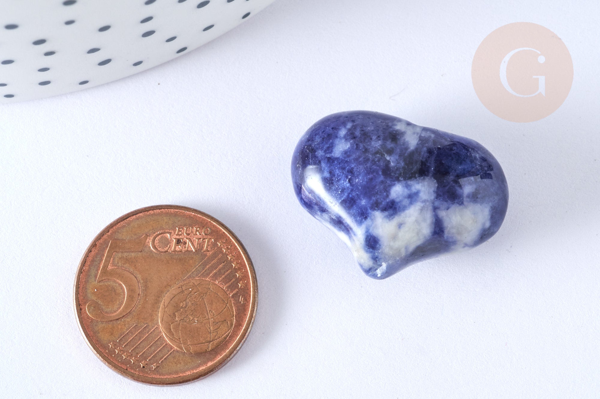 Cœur décoratif sodalite naturelle lithothérapie pierre 25mm, x1 (G7172)