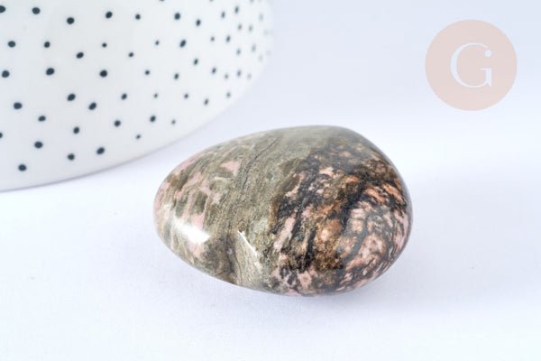 Cœur jaspe sang de dragon naturel 44-45mm,lithotherapie,décoration pierre naturelle, x1 (G7180)