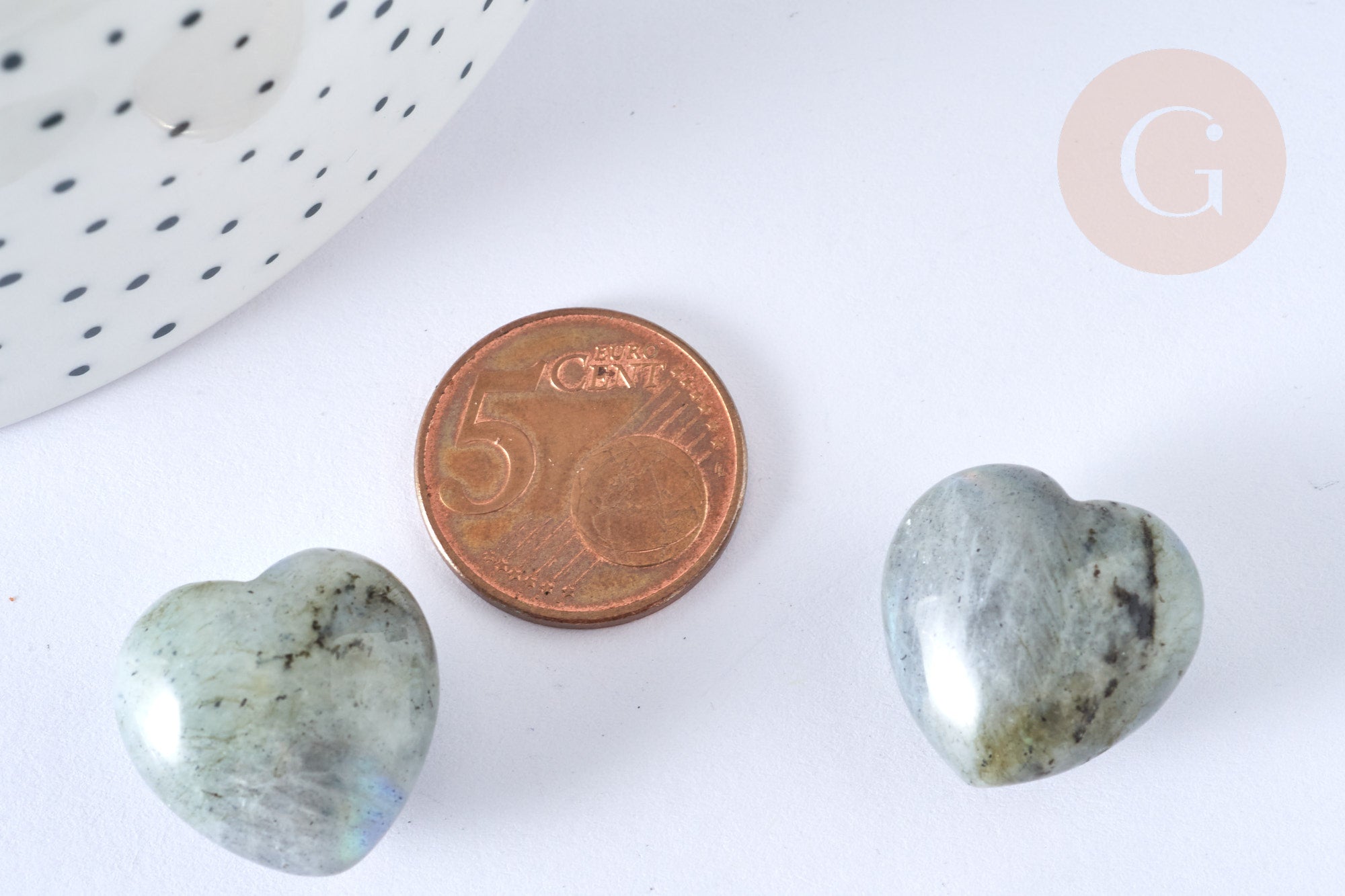 Cœur labradorite naturelle 20mm ,lithotherapie, coeur de décoration pierre naturelle, x1 (G7177)