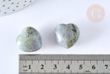 Cœur labradorite naturelle 20mm ,lithotherapie, coeur de décoration pierre naturelle, x1 (G7177)