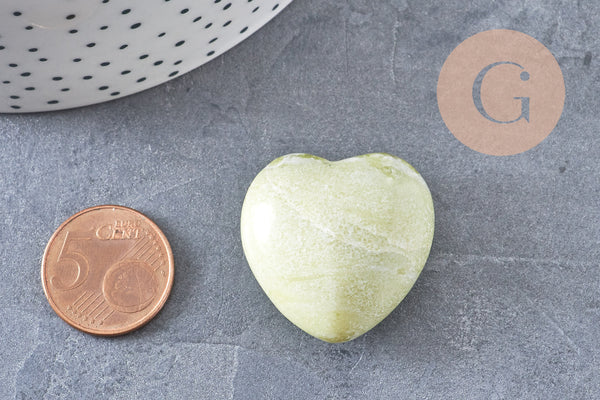 Coeur péridot naturelle 20-70mm, péridot naturel roulé, pierre semi-precieuse, séance lithothérapie, x1 (G5617)