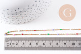 Collier Chaine acier 304 inoxydable doré 14k résine multicolore 2mm-41cm, x1 (G10240)