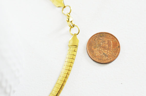 Collier Chaine acier dorée 14k serpent,sans nickel,chaine fantaisie,acier, chaine complète,6mm,45cm x1 (G5353)