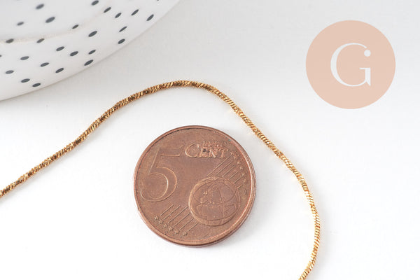Collier Chaine acier inoxydable doré 14k serpent 1mm-42.5cm, x1 (G1101)