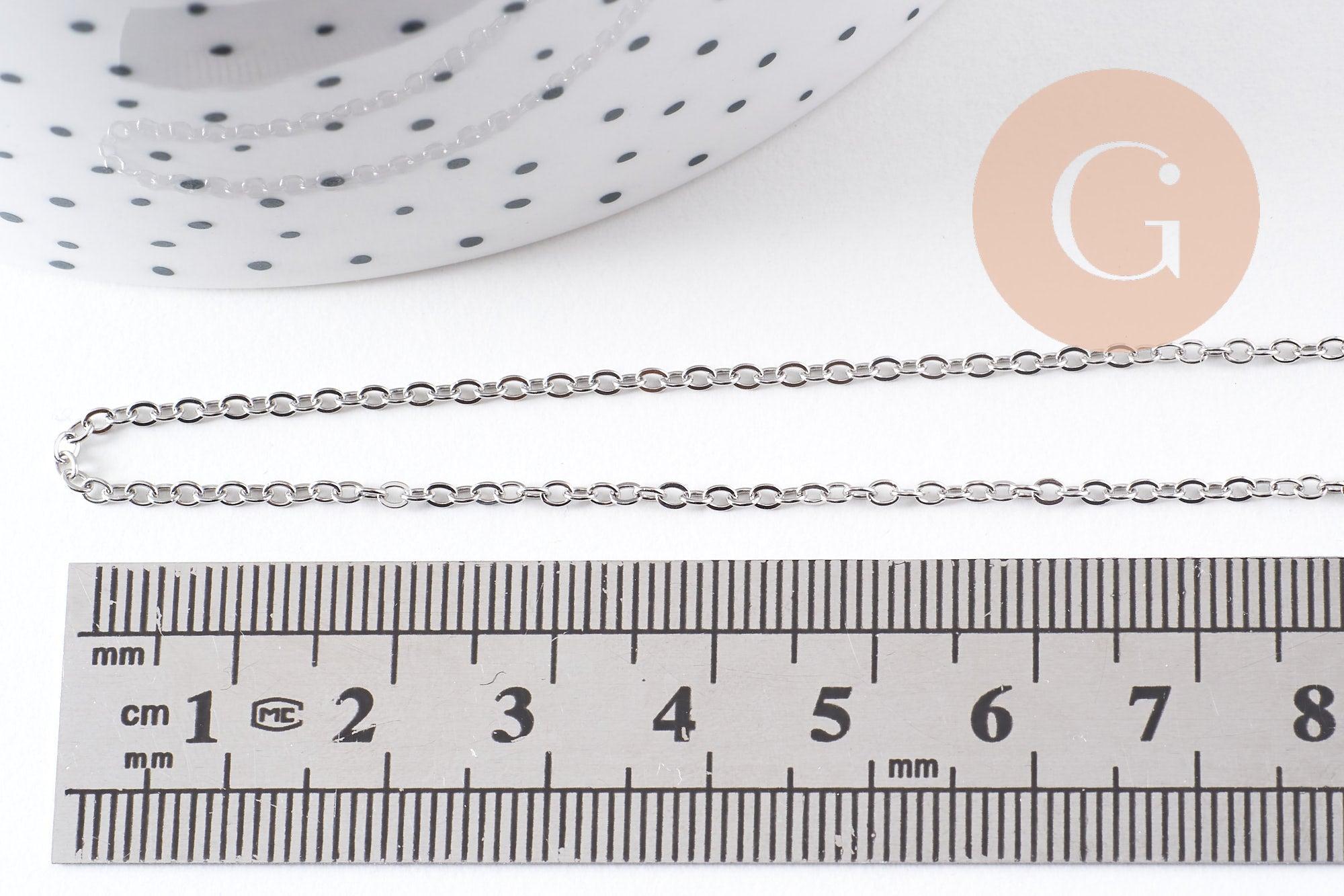 Collier Chaine avec fermoir platine forçat 1.6mm/70cm, x1 (G4782)