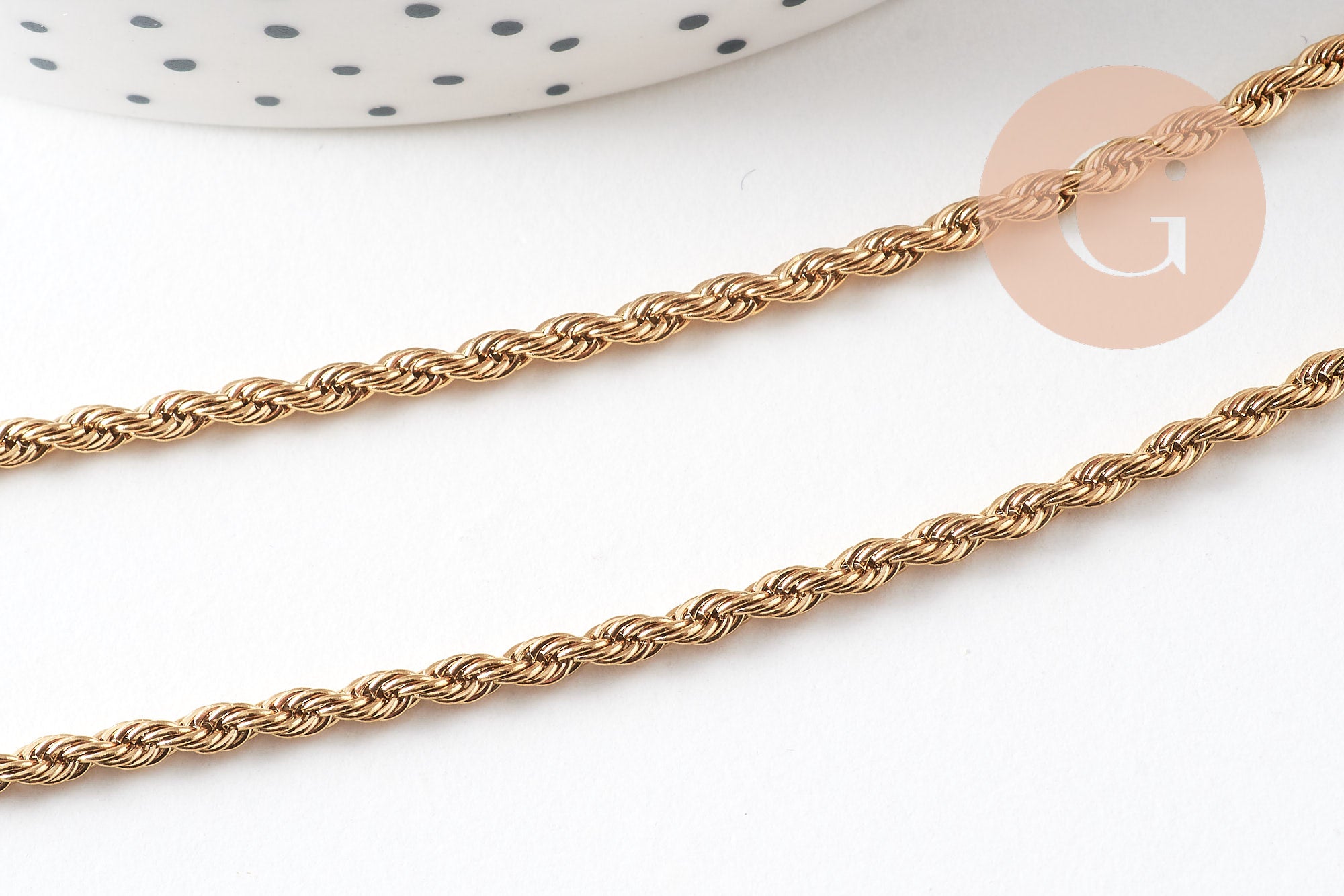 Collier Chaine avec fermoir torsadée acier inoxydable doré 14k 2.5mm/50cm x1 (G1474)
