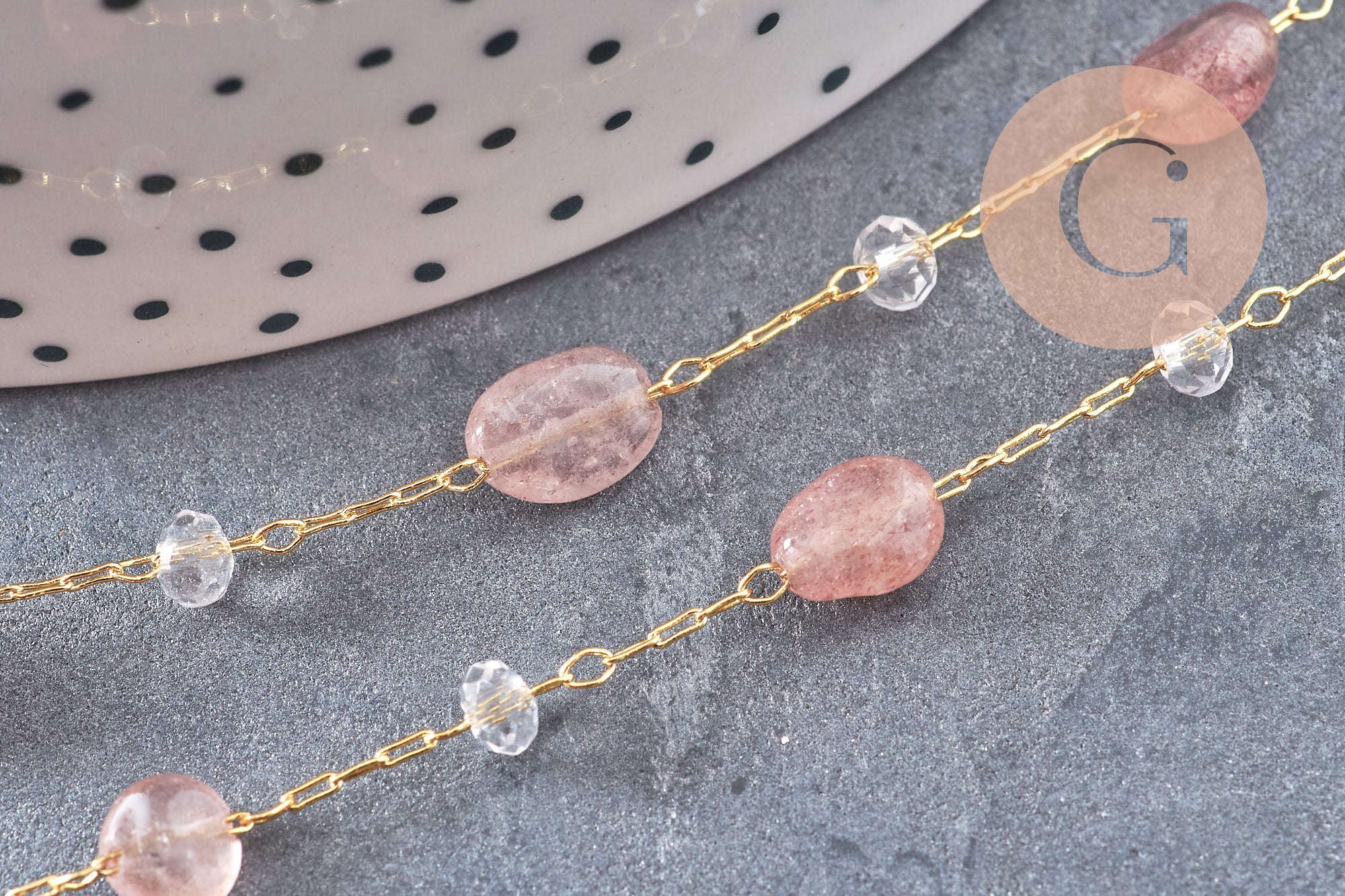 Collier Chaine collier pierre laiton doré 39.5cm, x1 (G10921)