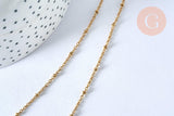 Collier Chaine complète acier dorée 14k satellite,avec ou sans extension,chaine sans nickel,1.5mm,41cm, x1 (G0306)
