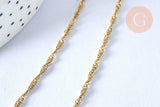 Collier Chaine complète avec fermoir acier inoxydable 304 doré 14k singapour 2mm/45.5cm, x1 (G3489)