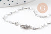 Collier Chaine complète avec fermoir acier inoxydable platine 45cm, x1 (G6566)