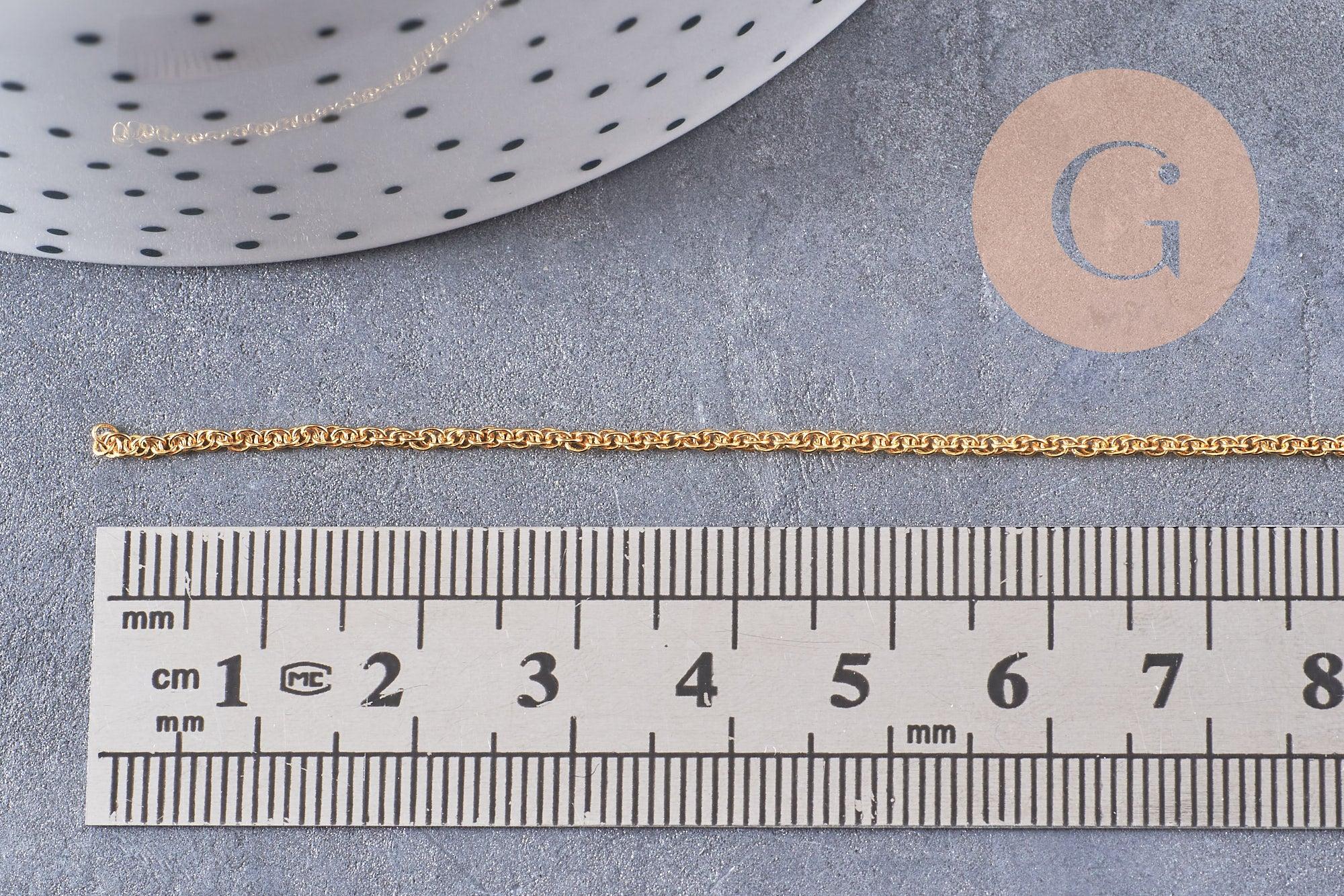 Collier Chaine fine dorée singapour 16K,chaine plaquée or 0.5 microns, 1.8 mm, x 1Mètre (G2443)
