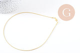 Collier Chaine fine laiton doré serpent,chaine qualité, création bijoux, chaine complète,chaine dorée,1.5 mm, 43cm, x1 (G10114)