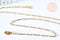 Collier Chaine laiton doré 18k fantaisie résine rose,chaine fantaisie dore,chaine complète,2mm,40cm, x1 G3488