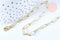 Gold paperclip chain necklace with lobster-claw clasp on white surface; features 12x3.5mm rectangular links, 46.5cm length. Collier Chaine laiton doré clair maille rectangle.