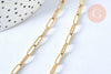 Collier Chaine maille rectangle acier inoxydable doré avec fermoir 10x3.5mm, x1 (G4819)