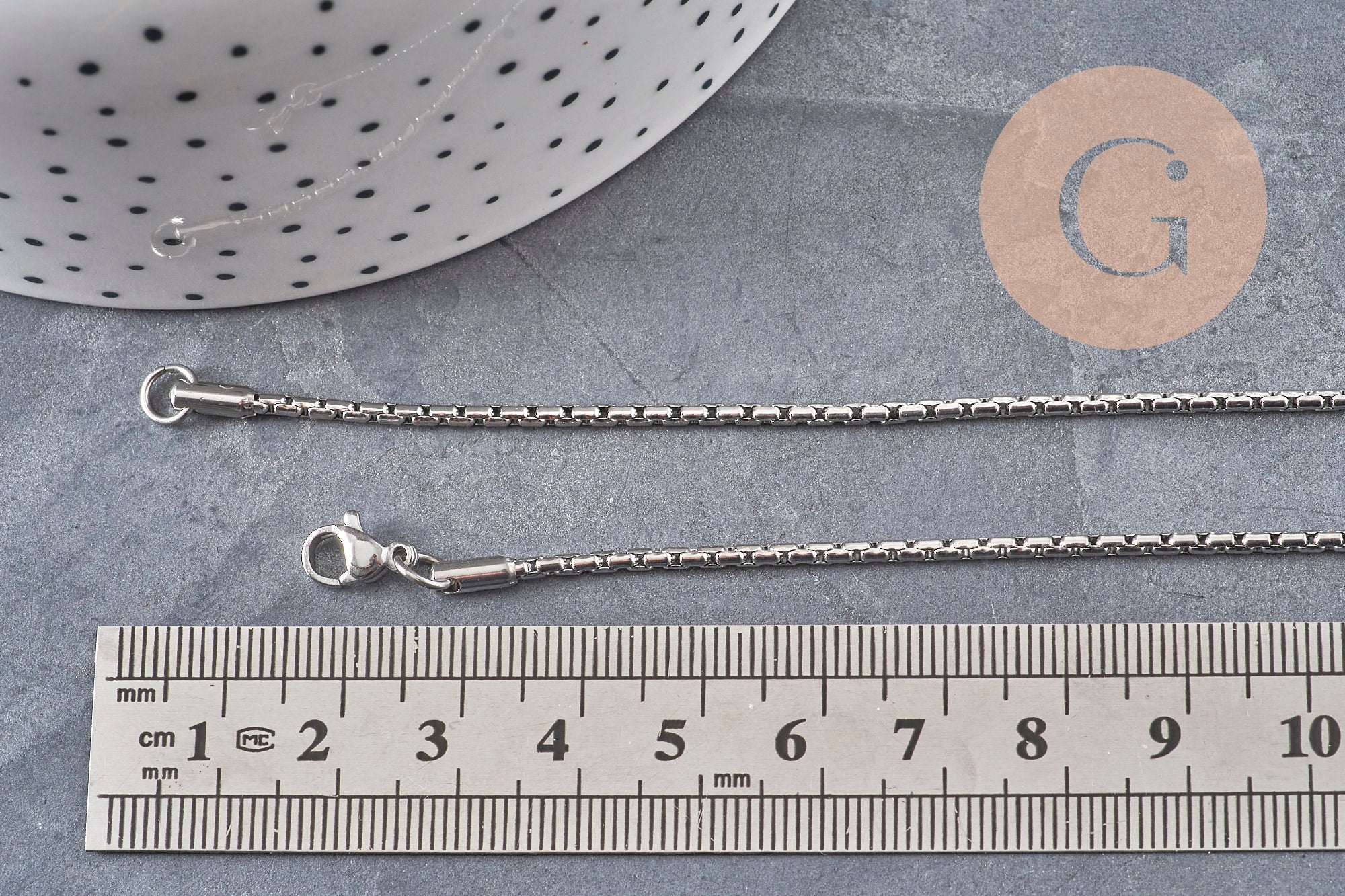 Collier Chaine serpent acier inoxydable platine 2mm/50cm, x1 (G11058)