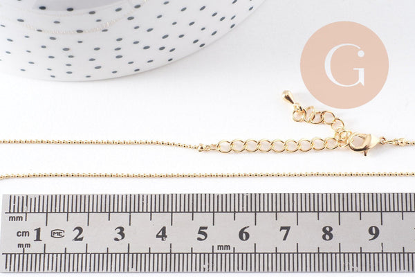 Collier Collier chaîne fine dorée boule 16K 2.5 microns – 45 cm, x1 (G0637)
