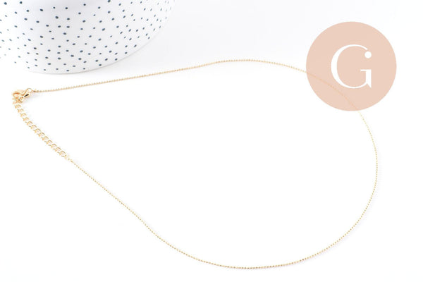 Collier Collier chaîne fine dorée boule 16K 2.5 microns – 45 cm, x1 (G0637)