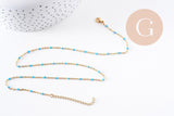 Collier Collier acier 304 inoxydable doré 14k résine turquoise 50cm, x1 (G10197)